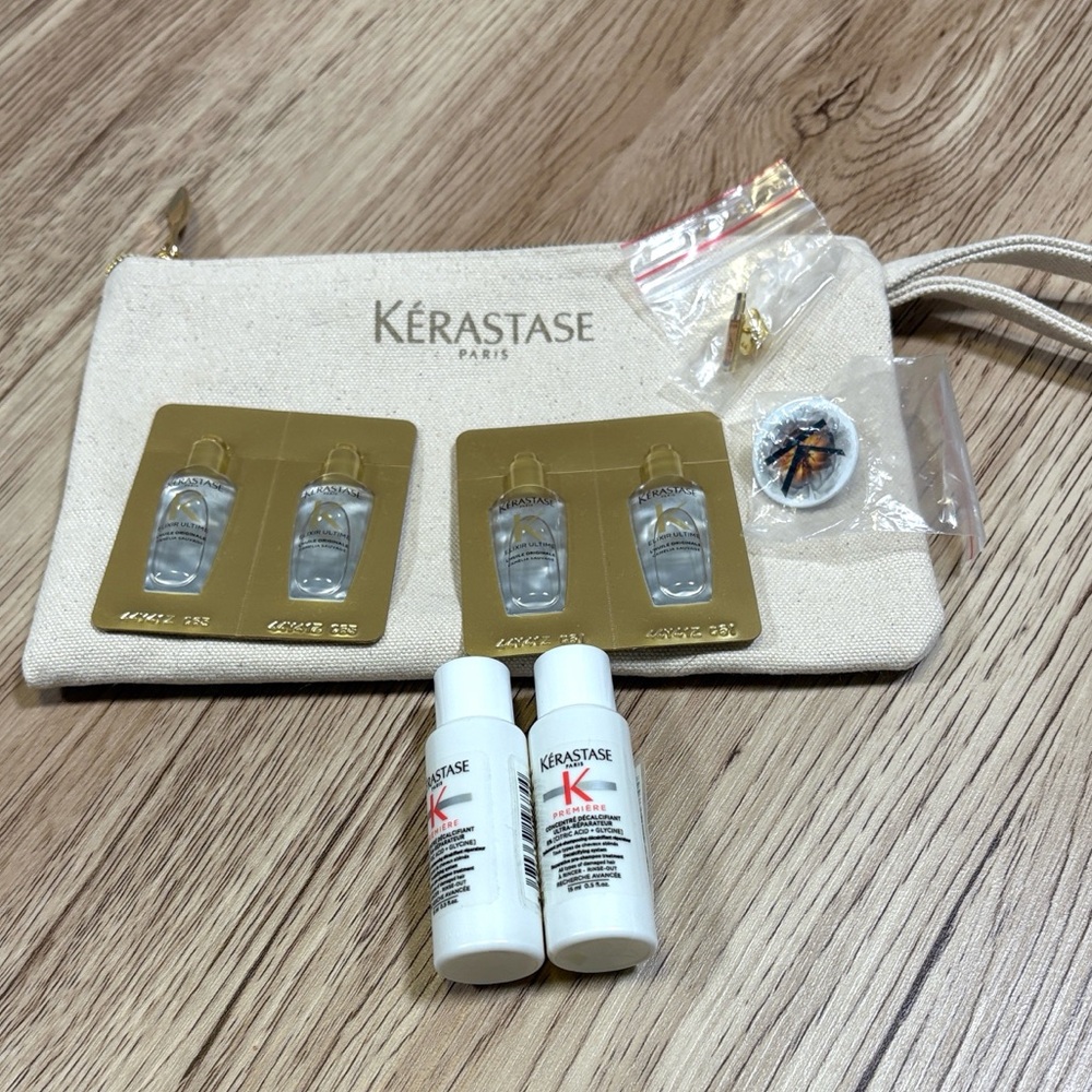 Kérastase Beige Small Canvas Pouch with Unopened Samples